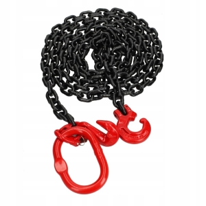 ŁAŃCUCH ZRYWKOWY G80 OKRĄGŁY HAK LEŚNY 5M + OGNIWO ŁĄCZĄCE Z PŁASKIM WYKOŃ.
