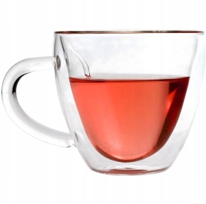 KUBEK MIŁOSNY SZKLANKA W KSZTAŁCIE SERCA PODWÓJNA ŚCIANA ŻAROODPORNA 250ML