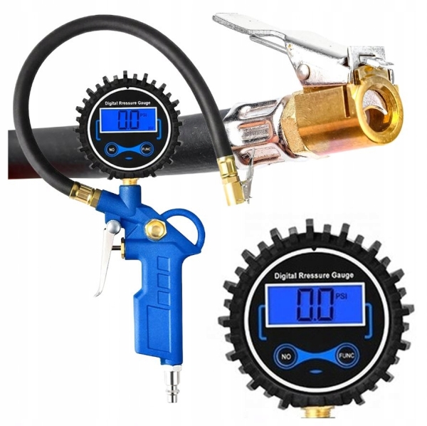 PISTOLET CYFRONY Z MANOMETREM ELEKTRONICZNY DO POMPOWANIA KÓŁ OPON 14BAR