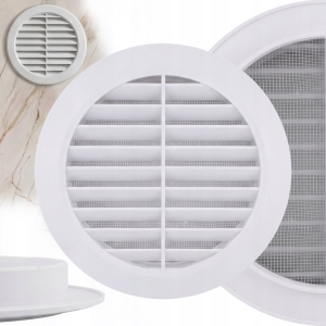 KRATKA WENTYLACYJNA OKRĄGŁA PLASTIKOWA FI 125 mm Z SIATKĄ BIAŁA