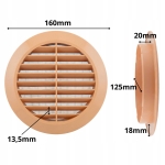 KRATKA WENTYLACYJNA OKRĄGŁA PLASTIKOWA FI 125 mm Z SIATKĄ BEŻOWA