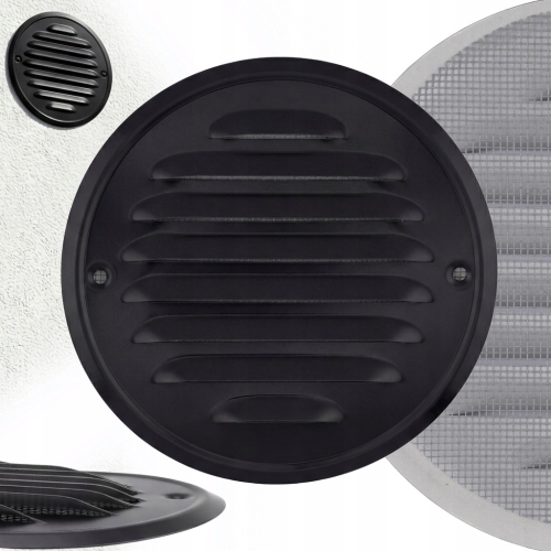 KRATKA WENTYLACYJNA METALOWA Z SIATKĄ OKRĄGŁA PRZYKRĘCANA FI 100 CZARNA