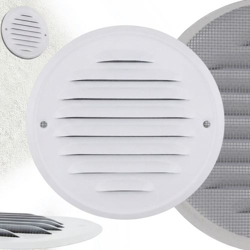 KRATKA WENTYLACYJNA METALOWA Z SIATKĄ OKRĄGŁA PRZYKRĘCANA FI 100 BIAŁA