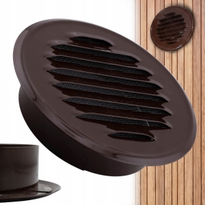 KRATKA WENTYLACYJNA METALOWA OKRĄGŁA Z KRÓĆCEM KOŁNIERZEM FI 100 BRĄZOWA