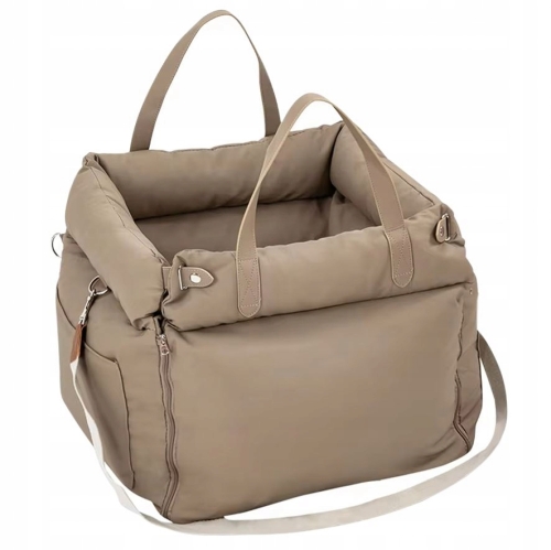 SKÓRZANY TRANSPORTER LEGOWISKO TORBA DLA PSA KOTA DO SAMOCHODU AUTA BEŻOWY