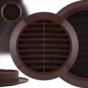 KRATKA WENTYLACYJNA OKRĄGŁA PLASTIKOWA FI 100 mm Z SIATKĄ BRĄZOWA