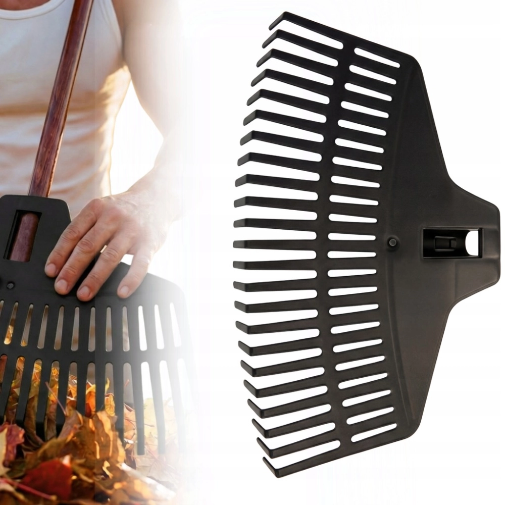 GRABIE PLASTIKOWE 38 cm 21 ZĘBÓW ABS DO LIŚCI TRAWY GRABKI CZARNE