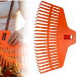 GRABIE PLASTIKOWE 38 cm 21 ZĘBÓW ABS DO LIŚCI TRAWY GRABKI POMARAŃCZOWE