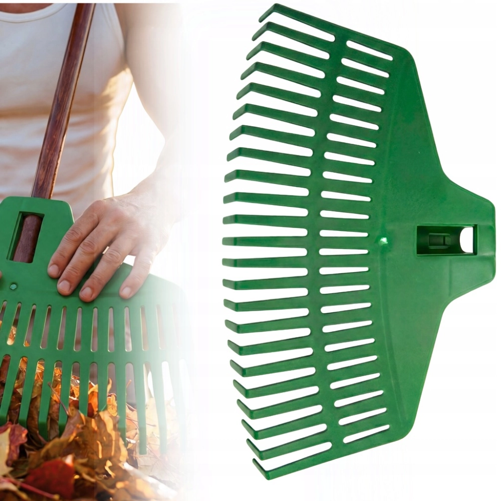 GRABIE PLASTIKOWE 38cm 21 ZĘBÓW ABS DO LIŚCI TRAWY GRABIENIA GRABKI ZIELONE