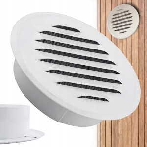 KRATKA WENTYLACYJNA METALOWA OKRĄGŁA Z KRÓĆCEM KOŁNIERZEM FI 125 BIAŁA