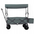 DUŻY SKŁADANY WÓZEK OGRODOWY PLAŻOWY TRANSPORTOWY NA RYBY Z DACHEM KOŁA XL