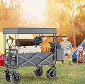 DUŻY SKŁADANY WÓZEK OGRODOWY PLAŻOWY TRANSPORTOWY NA RYBY Z DACHEM KOŁA XL