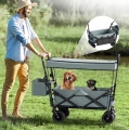 DUŻY SKŁADANY WÓZEK OGRODOWY PLAŻOWY TRANSPORTOWY NA RYBY Z DACHEM KOŁA XL