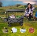 DUŻY SKŁADANY WÓZEK OGRODOWY PLAŻOWY TRANSPORTOWY NA RYBY Z DACHEM KOŁA XL