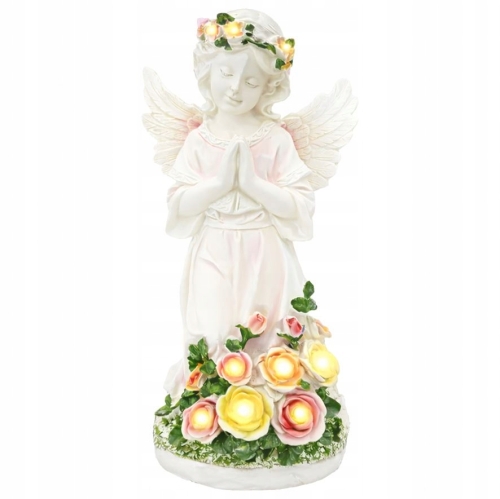 FIGURKA ŚWIECZNIK ANIOŁ DEKORACJA POSĄŻEK ANIOŁEK SOLARNY LED DO OGRODU