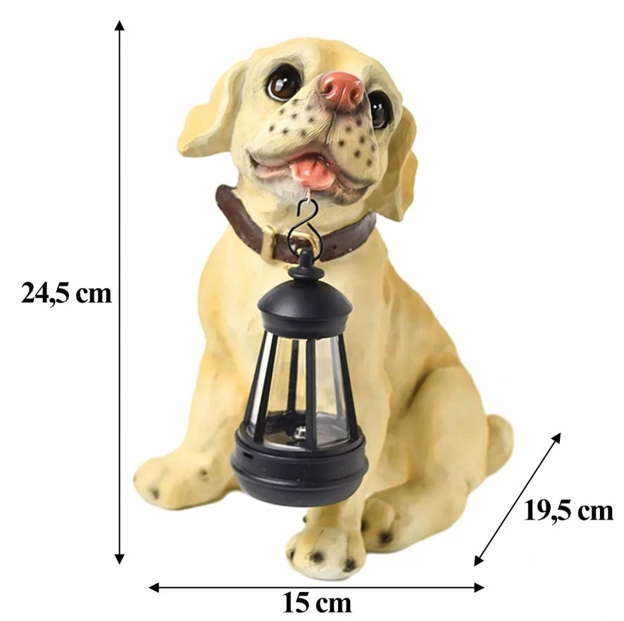 LAMPA LAMPKA SOLARNA OGRODOWA OZDOBNA OZDOBA PIES Z LAMPIONEM LED DEKORACJA