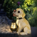 LAMPA LAMPKA SOLARNA OGRODOWA OZDOBNA OZDOBA PIES Z LAMPIONEM LED DEKORACJA