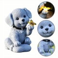 LAMPA LAMPKA SOLARNA OGRODOWA OZDOBNA PIES Z MOTYLEM LED OZDOBA DEKORACJA