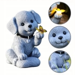 LAMPA LAMPKA SOLARNA OGRODOWA OZDOBNA PIES Z MOTYLEM LED OZDOBA DEKORACJA