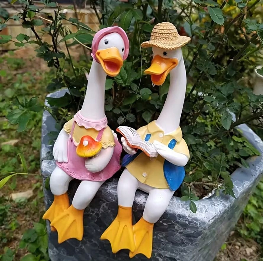 FIGURKA FIGURKI OGRODOWE OZDOBNE DEKORACJA OGRODOWA PARA KACZEK 2 SZTUKI