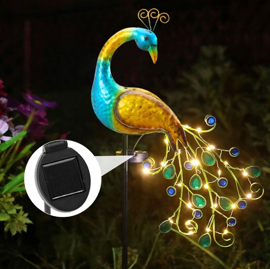 LAMPA SOLARNA PAW ŚWIECĄCY LED OZDOBA SOLARNY OGRODOWA DEKORACJA WBIJANA