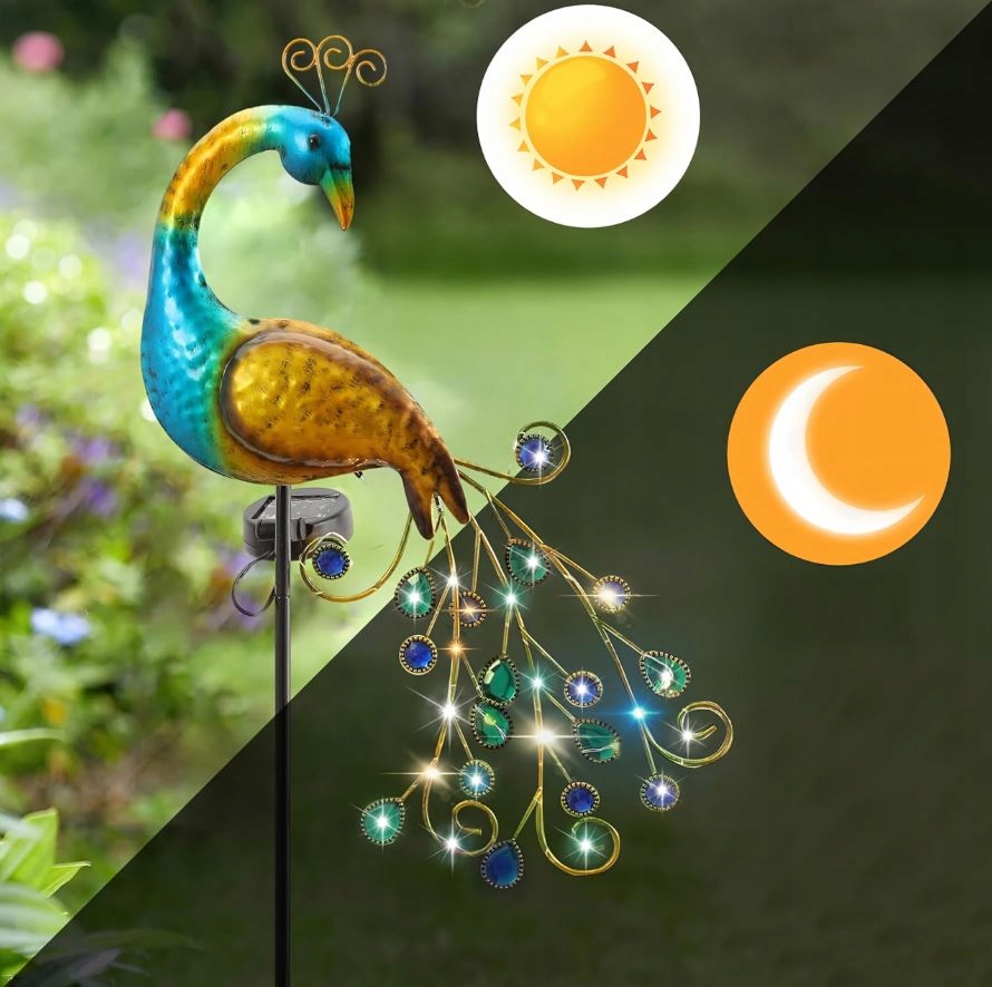 LAMPA SOLARNA PAW ŚWIECĄCY LED OZDOBA SOLARNY OGRODOWA DEKORACJA WBIJANA