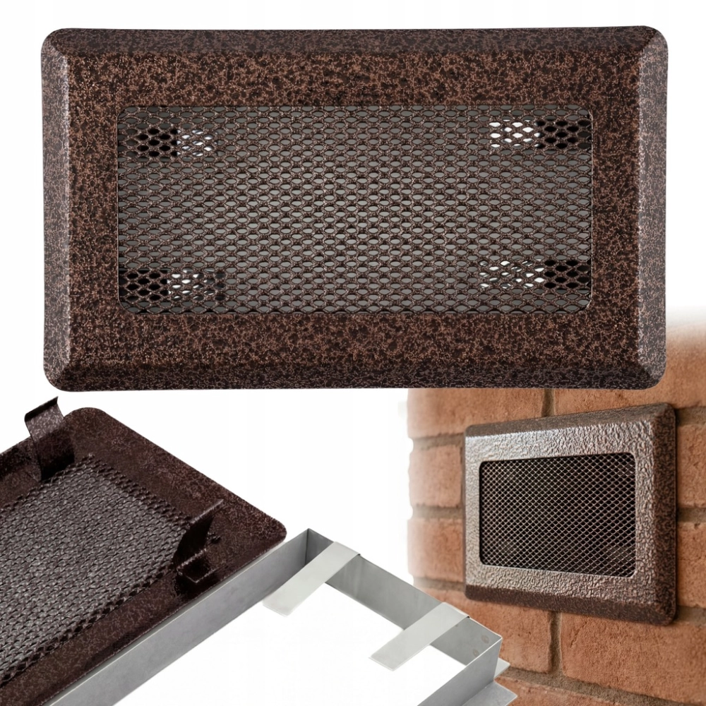 KRATKA WENTYLACYJNA KOMINKOWA KOMINOWA 10x20 cm METALOWA MALOWANA MIEDZIANA