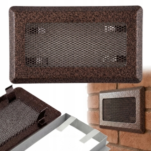 KRATKA WENTYLACYJNA KOMINKOWA KOMINOWA 10x20 cm METALOWA MALOWANA MIEDZIANA