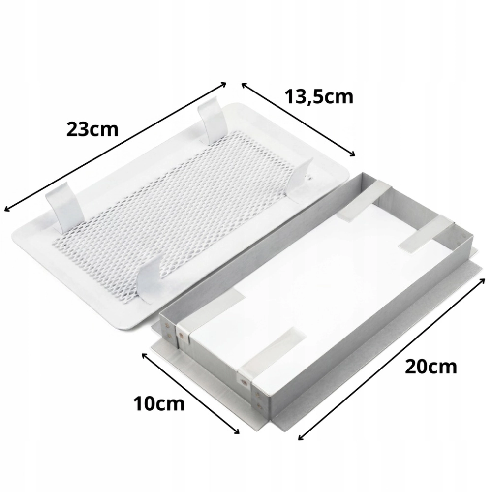 KRATKA WENTYLACYJNA KOMINKOWA KOMINOWA 10x20 cm METALOWA MALOWANA BIAŁA