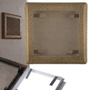 KRATKA WENTYLACYJNA KOMINKOWA KOMINOWA 16x16 cm METALOWA MALOWANA ZŁOTA