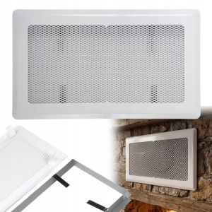 KRATKA WENTYLACYJNA KOMINKOWA KOMINOWA 16x30 cm METALOWA MALOWANA BIAŁA