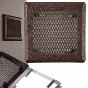 KRATKA WENTYLACYJNA KOMINKOWA KOMINOWA 16x16 cm METALOWA MALOWANA MIEDZIANA