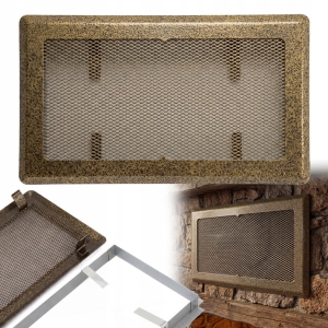 KRATKA WENTYLACYJNA KOMINKOWA KOMINOWA 16x30 cm METALOWA MALOWANA ZŁOTA