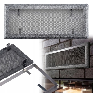 KRATKA WENTYLACYJNA KOMINKOWA KOMINOWA 16x45 cm METALOWA MALOWANA SREBRNA