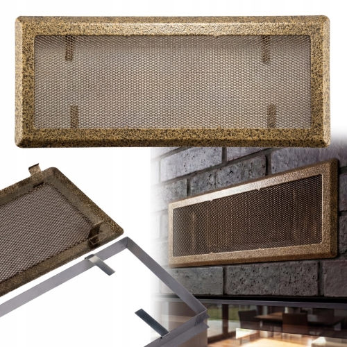 KRATKA WENTYLACYJNA KOMINKOWA KOMINOWA 16x45 cm METALOWA MALOWANA ZŁOTA