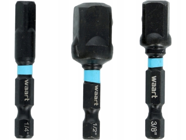 ZESTAW ADAPTERÓW UDAROWYCH 1/4",3/8",1/2" DO WIERTAREK WKRĘTAREK 3 SZTUKI