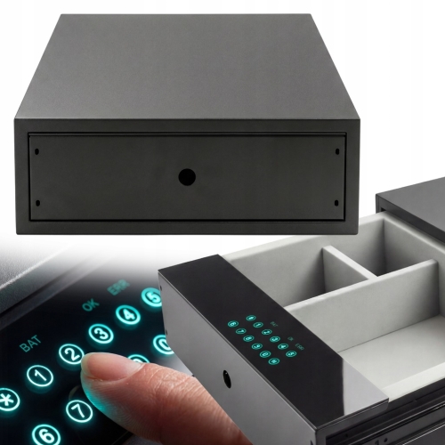 SEJF ELEKTRONICZNY DOTYKOWY SYMPHONY ANTRACYT 500 mm KASETKA NA PIENIĄDZE