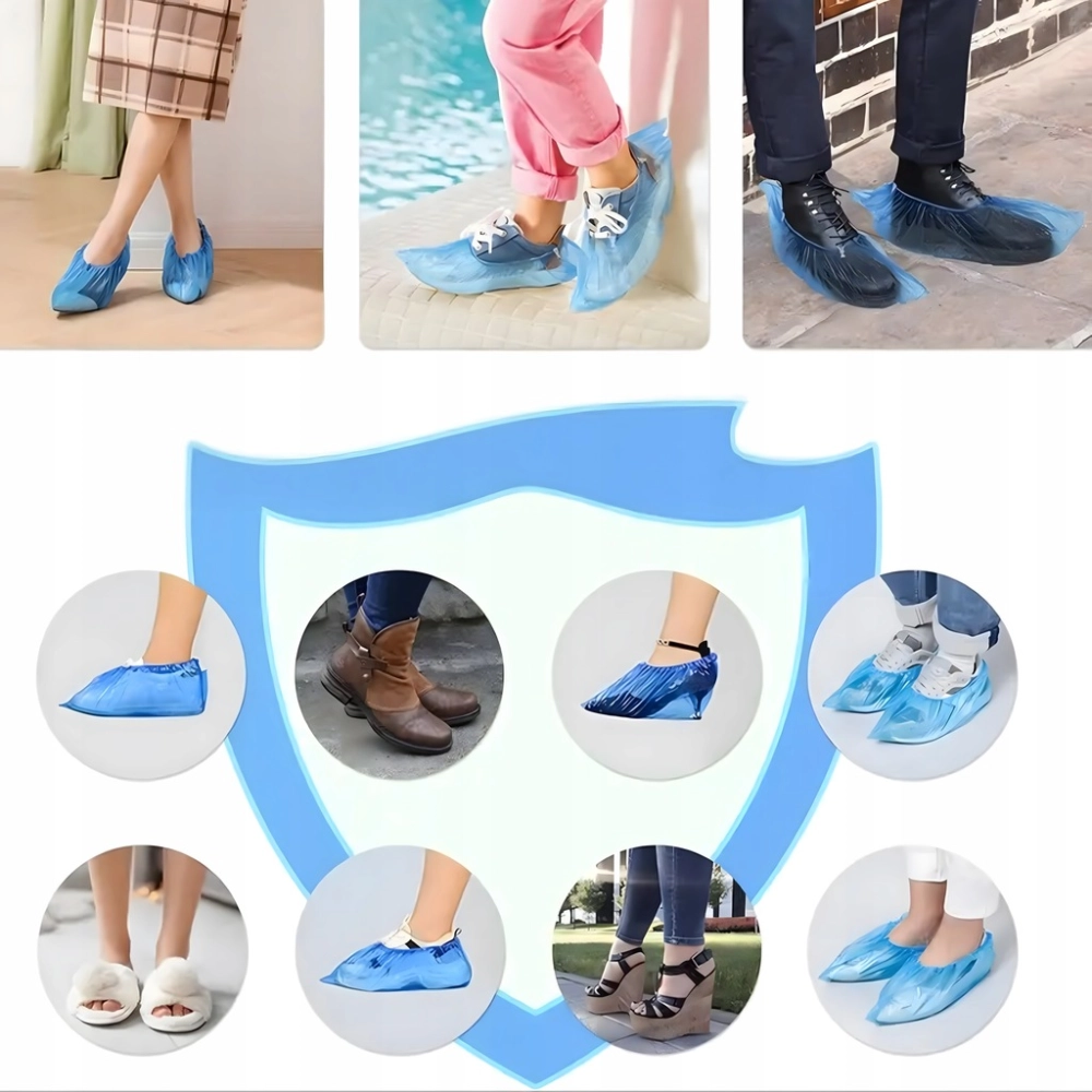 OCHRANIACZE NA BUTY NAKŁADKI WODOODPORNE POKROWCE Z FOLI FOLIOWE 100 SZT