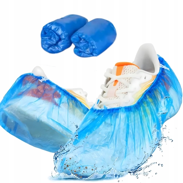 OCHRANIACZE NA BUTY 36 x 15 cm WODOODPORNE POKROWCE Z FOLI FOLIOWE 100 SZT