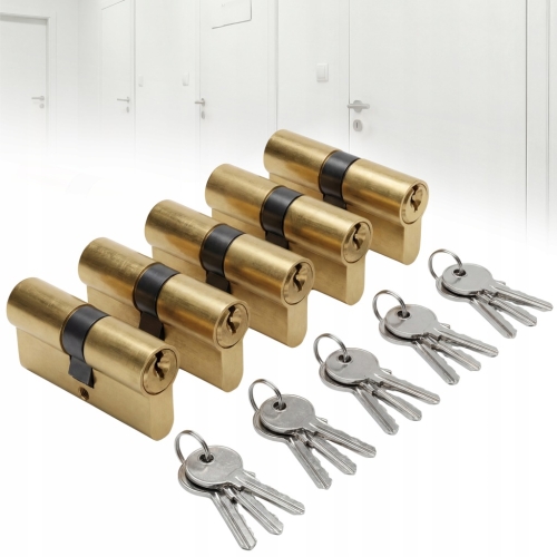 5szt ZESTAW WKŁADKA BĘBENKOWA 30/30 DRZWIOWA DO ZAMKA SYSTEM JEDNEGO KLUCZA