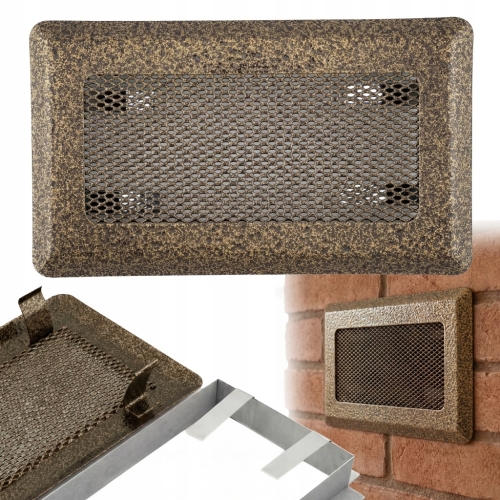 KRATKA WENTYLACYJNA KOMINKOWA KOMINOWA 10x20 cm METALOWA MALOWANA ZŁOTA