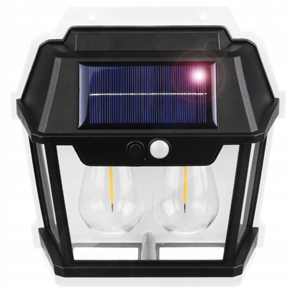 LAMPA SOLARNA LED PODWÓJNA KINKIET OGRODOWY ELEWACYJNY Z CZUJNIKIEM RUCHU