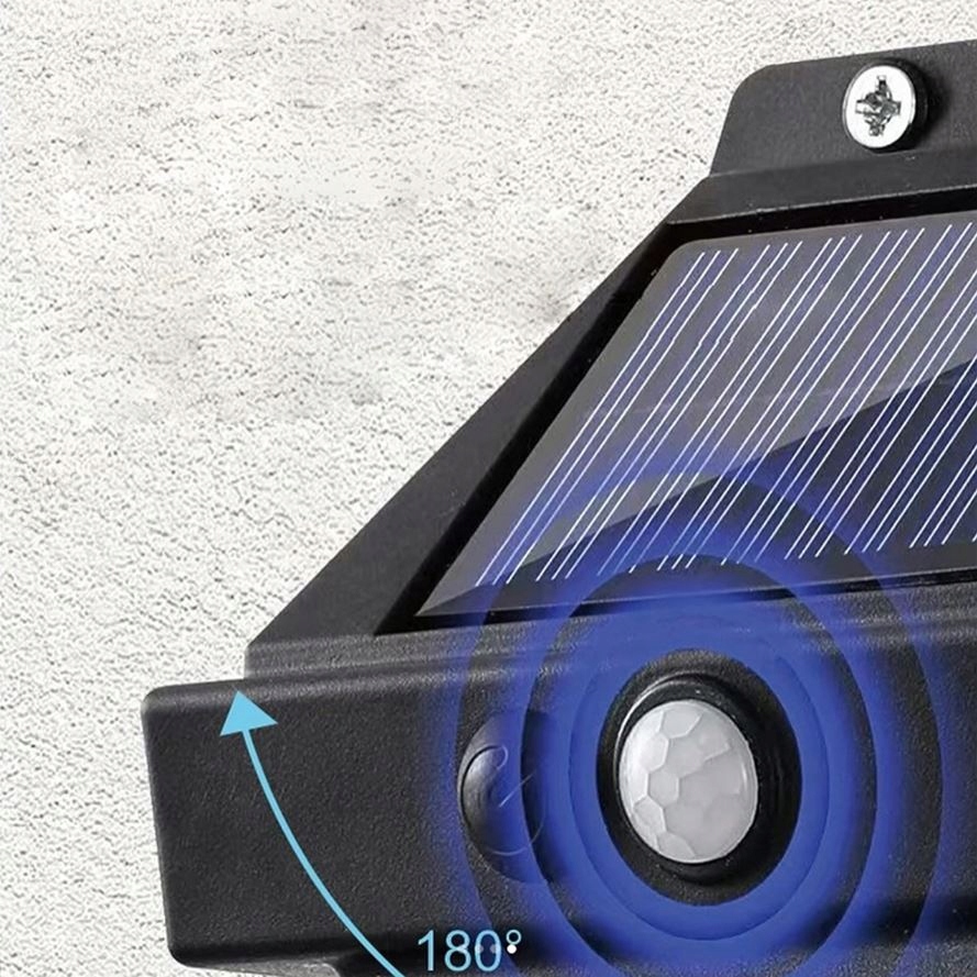 LAMPA SOLARNA LED PODWÓJNA KINKIET OGRODOWY ELEWACYJNY Z CZUJNIKIEM RUCHU