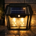 LAMPA SOLARNA LED PODWÓJNA KINKIET OGRODOWY ELEWACYJNY Z CZUJNIKIEM RUCHU