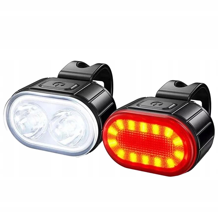 LAMPA ROWEROWA ŚWIATŁO PRZÓD TYŁ LED NA ROWER KIEROWNICĘ MOCNA USB 2SZT