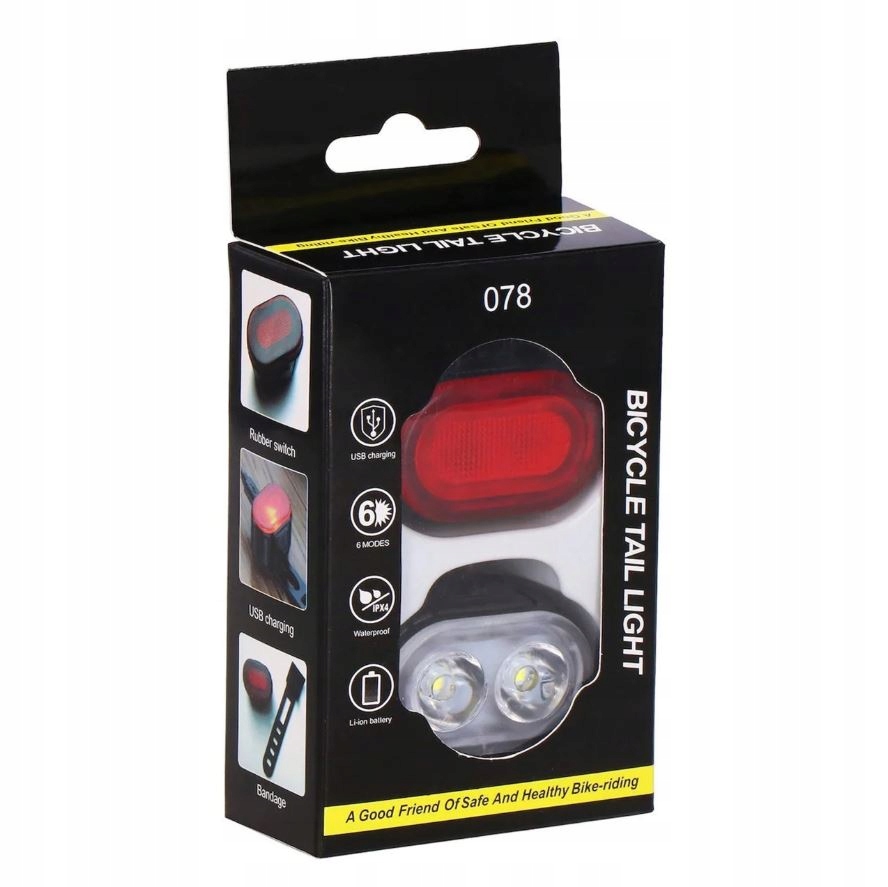 LAMPA ROWEROWA ŚWIATŁO PRZÓD TYŁ LED NA ROWER KIEROWNICĘ MOCNA USB 2SZT