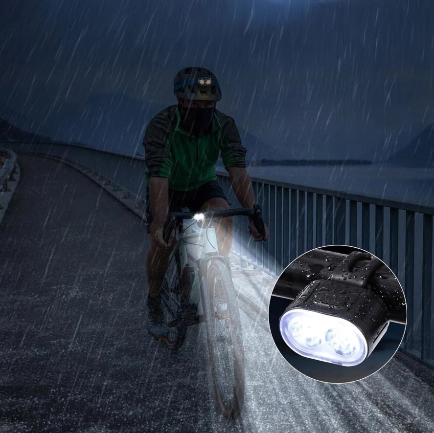 LAMPA ROWEROWA ŚWIATŁO PRZÓD TYŁ LED NA ROWER KIEROWNICĘ MOCNA USB 2SZT