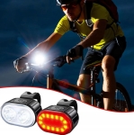 LAMPA ROWEROWA ŚWIATŁO PRZÓD TYŁ LED NA ROWER KIEROWNICĘ MOCNA USB 2SZT