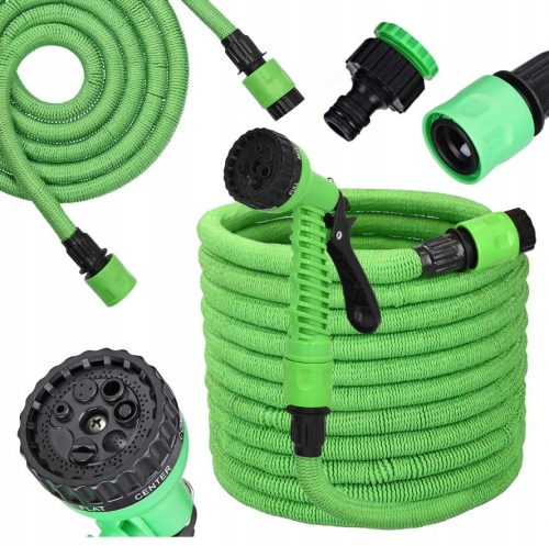 WĄŻ OGRODOWY ROZCIĄGLIWY ELASTYCZNY 1/2 7,5-22,5M ZŁĄCZKI PISTOLET