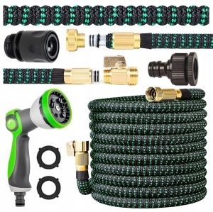 WĄŻ OGRODOWY ROZCIĄGLIWY ZŁĄCZKI 1/2 3/4 PISTOLET WZMOCNIONY PREMIUM